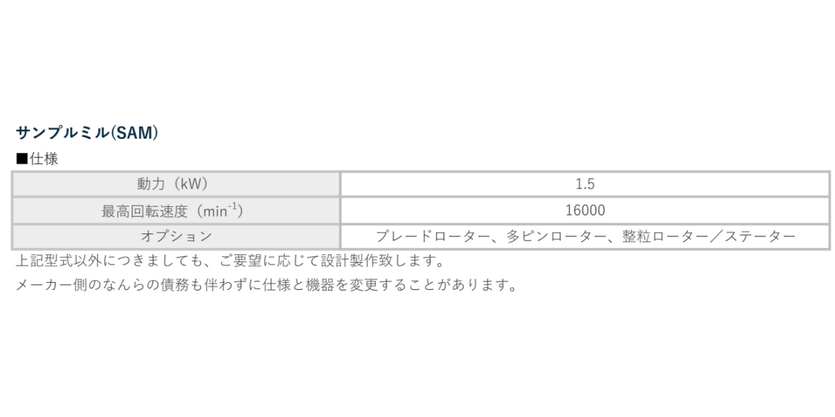サンプルミル(SAM)